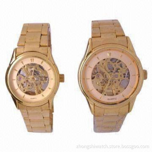 Automatic Wristwatches with Alloy Case/Band and Skeleton Dial